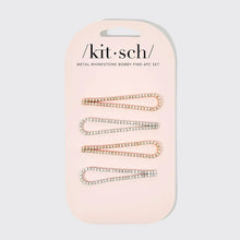 Load image into Gallery viewer, Kitsch - Metal Rhinestone Drop Bobby Pins 4pc Set - Gold/Silver