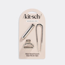 Load image into Gallery viewer, Kitsch - Mini Metal French Hair Pin & Clips 3pc Set - Silver