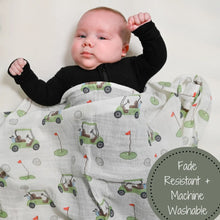 Load image into Gallery viewer, LollyBanks - Golf A Round Baby Muslin Swaddle Blanket