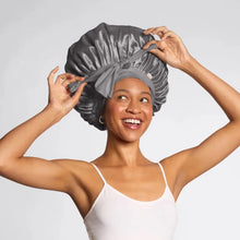 Load image into Gallery viewer, Kitsch - Adjustable Oversized Satin Bonnet - Charcoal