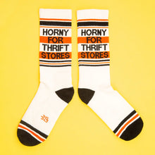 Load image into Gallery viewer, Gumball Poodle - Horny For Thrift Stores Gym Crew Socks