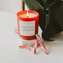 Load image into Gallery viewer, Sweet Water Decor - Candy Cane And Cocoa Soy Candle Matte Red Jar 15oz