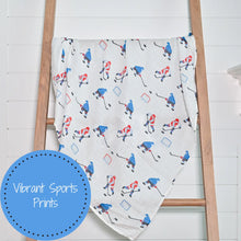 Load image into Gallery viewer, LollyBanks - Pass, Shoot, Score Baby Muslin Swaddle Blanket
