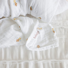 Load image into Gallery viewer, Lulujo Swaddle Blanket Muslin Cotton Bees