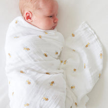 Load image into Gallery viewer, Lulujo Swaddle Blanket Muslin Cotton Bees
