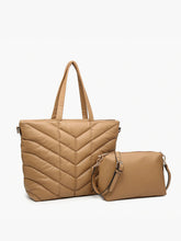 Load image into Gallery viewer, Jen & Co. - Brinley Vegan Quilted Chevron Tote