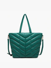 Load image into Gallery viewer, Jen & Co. - Brinley Vegan Quilted Chevron Tote