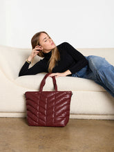 Load image into Gallery viewer, Jen & Co. - Brinley Vegan Quilted Chevron Tote