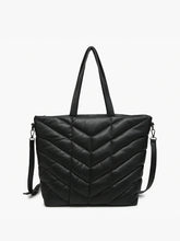 Load image into Gallery viewer, Jen & Co. - Brinley Vegan Quilted Chevron Tote
