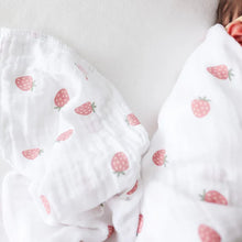 Load image into Gallery viewer, Lulujo Swaddle Blanket Muslin Cotton Strawberries
