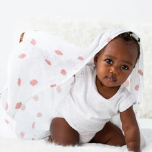 Load image into Gallery viewer, Lulujo Swaddle Blanket Muslin Cotton Strawberries