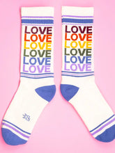 Load image into Gallery viewer, Gumball Poodle - Love - Vintage Rainbow Gym Crew Socks