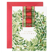 Load image into Gallery viewer, Merry Christmas Plaid Ribbon Wreath Card