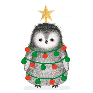 Merry Christmas Decorated Penguin Card