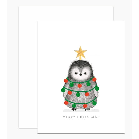 Merry Christmas Decorated Penguin Card