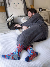 Load image into Gallery viewer, Crazy Cat Dude Socks - Men's Crew Socks