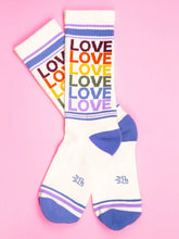 Load image into Gallery viewer, Gumball Poodle - Love - Vintage Rainbow Gym Crew Socks