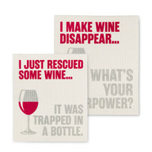 Load image into Gallery viewer, I Make Wine Disappear... Funny Text Dishcloths. Set of 2