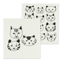 Load image into Gallery viewer, Simple Cat Faces Dishcloths. Set of 2