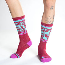 Load image into Gallery viewer, Gumball Poodle - My Cat Says You're Dumb Gym Crew Socks