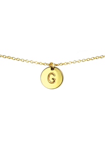Letter Disc Necklace - Gold - G