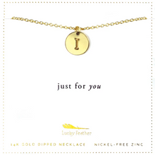 Load image into Gallery viewer, Letter Disc Necklace - Gold - I