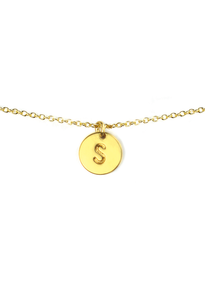 Letter Disc Necklace - Gold - S