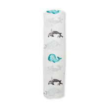 Load image into Gallery viewer, Lulujo Whales Swaddling Blanket