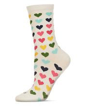 Load image into Gallery viewer, MeMoi - Multi Coloured Hearts Bamboo Blend Crew Socks