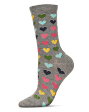 Load image into Gallery viewer, MeMoi - Multi Coloured Hearts Bamboo Blend Crew Socks