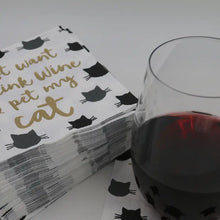 Load image into Gallery viewer, I Just Want To Drink Wine and Pet My Cat Cocktail Napkins- 20ct