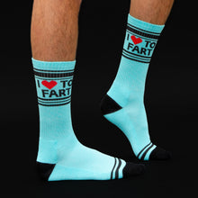 Load image into Gallery viewer, Gumball Poodle - I ❤️ To Fart Gym Crew Socks