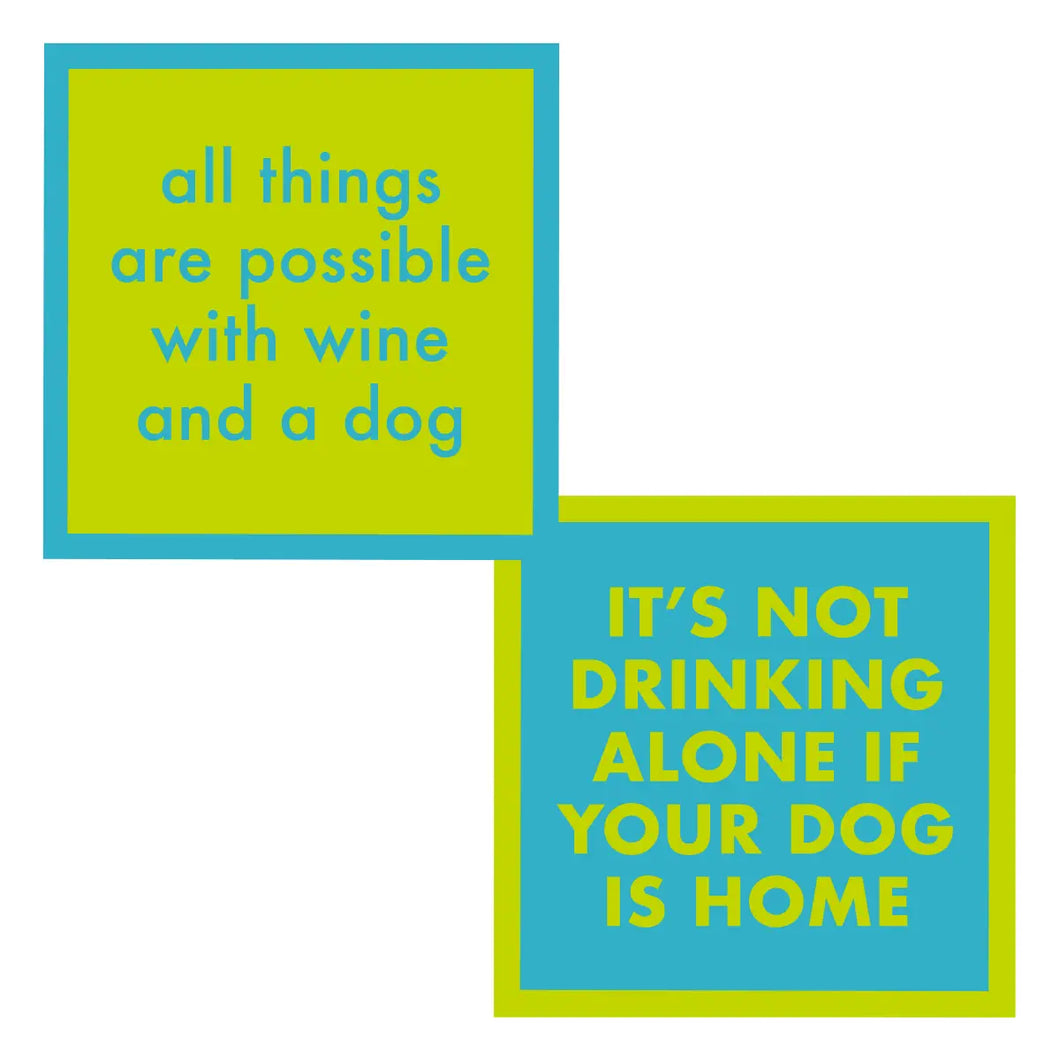 Double Sided - Alone/Possible Wine Dog Cocktail Napkins- 20ct