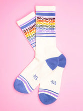 Load image into Gallery viewer, Gumball Poodle - Bookworm - Vintage Rainbow Repeat Gym Crew Socks

