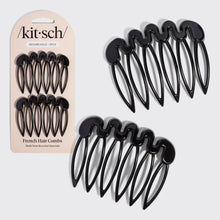 Load image into Gallery viewer, Kitsch - Recycled Plastic French Hair Combs 2pc Set - Black
