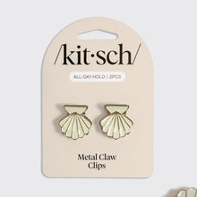 Load image into Gallery viewer, Kitsch - Metal Clam Shell Hair Clip 2pc Set - Gold &amp; Pearlized Cream
