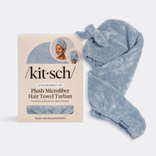 Load image into Gallery viewer, Kitsch - Coastal Blue Plush Microfiber Hair Towel Turban
