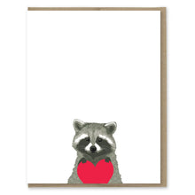 Load image into Gallery viewer, Raccoon Heart Blank Note Card
