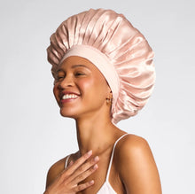 Load image into Gallery viewer, Kitsch - Adjustable Oversized Satin Bonnet - Blush
