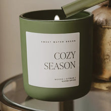 Load image into Gallery viewer, Sweet Water Decor - Cozy Season Soy Candle Green Matte Jar 15oz
