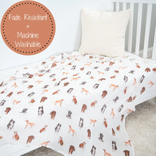 Load image into Gallery viewer, LollyBanks - Dog Print Baby Swaddle Blanket
