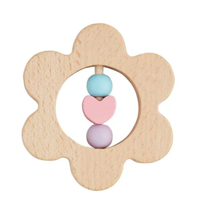 Flower Wooden Teething Rattle