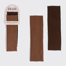 Load image into Gallery viewer, Kitsch - Recycled Fabric Ribbed Elastic Headbands 2pc Set - Mocha &amp; Chocolate
