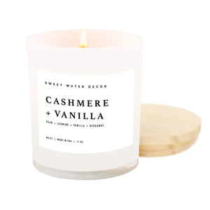 Sweet Water Decor - Cashmere + Vanilla Soy Candle White Jar 11oz