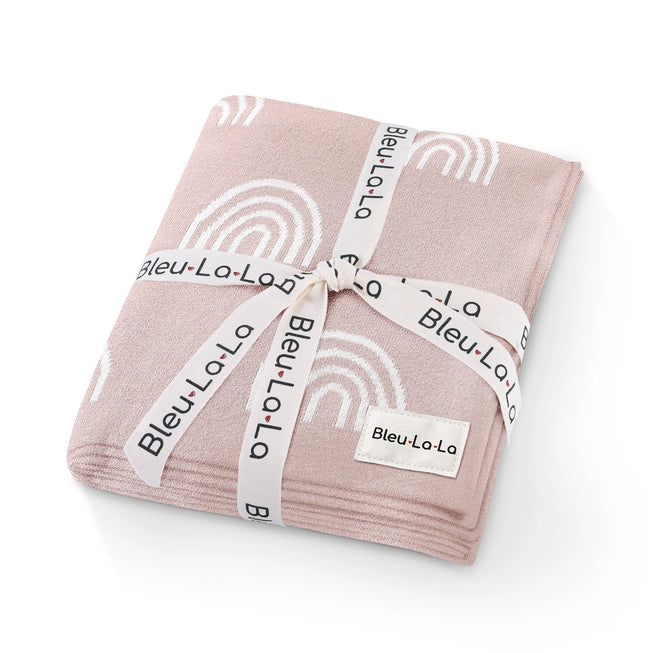 Bleu La La -  Luxury Cotton Swaddle Receiving Baby Blanket - Rainbow