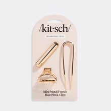 Load image into Gallery viewer, Kitsch - Mini Metal French Hair Pin &amp; Clips 3pc Set - Gold
