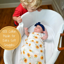 Load image into Gallery viewer, LollyBanks - Sunflower Fields Baby Swaddle Blanket
