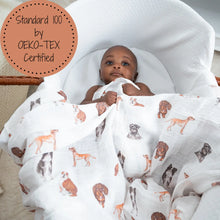 Load image into Gallery viewer, LollyBanks - Dog Print Baby Swaddle Blanket
