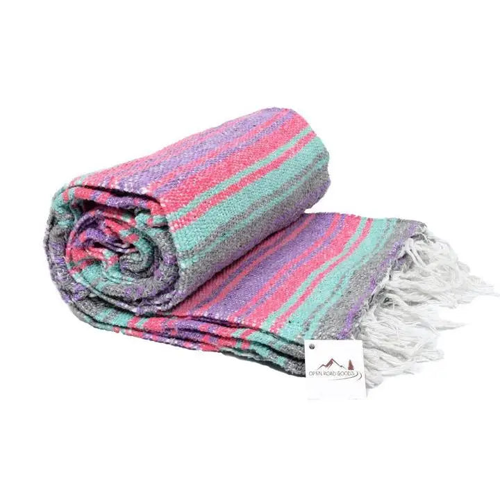 West Path - Grey and Coral Mint Mexican Falsa Blanket