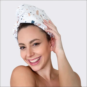 Kitsch - Microfiber Hair Towel - White Terrazzo